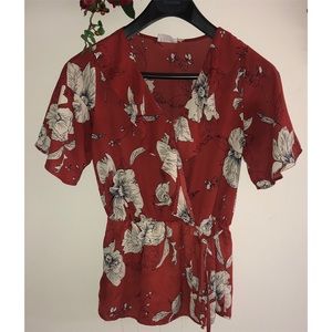 SIENNA SKY: Orange Floral Shirt